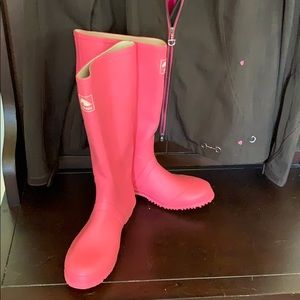 Pink rain mud boots